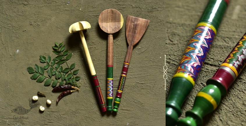 Rasoi ✯ Kutch lacquer ladles { Set of Three} ✯ 3